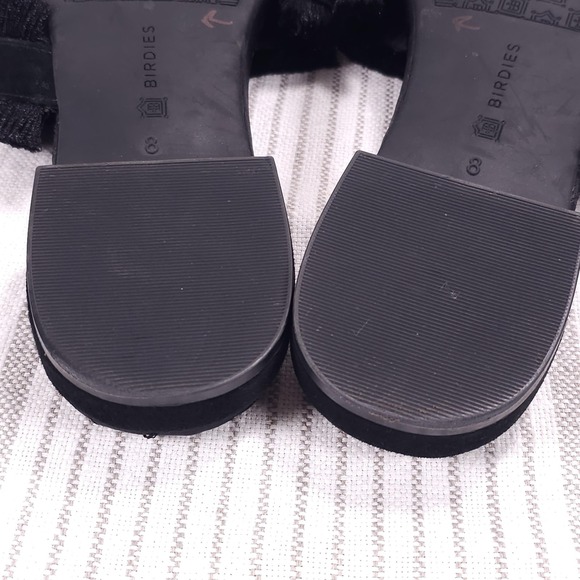Birdies Ani Mules Womens 8 Black Suede Fringe Slide Flats Comfort Shoes Office - Picture 9 of 9